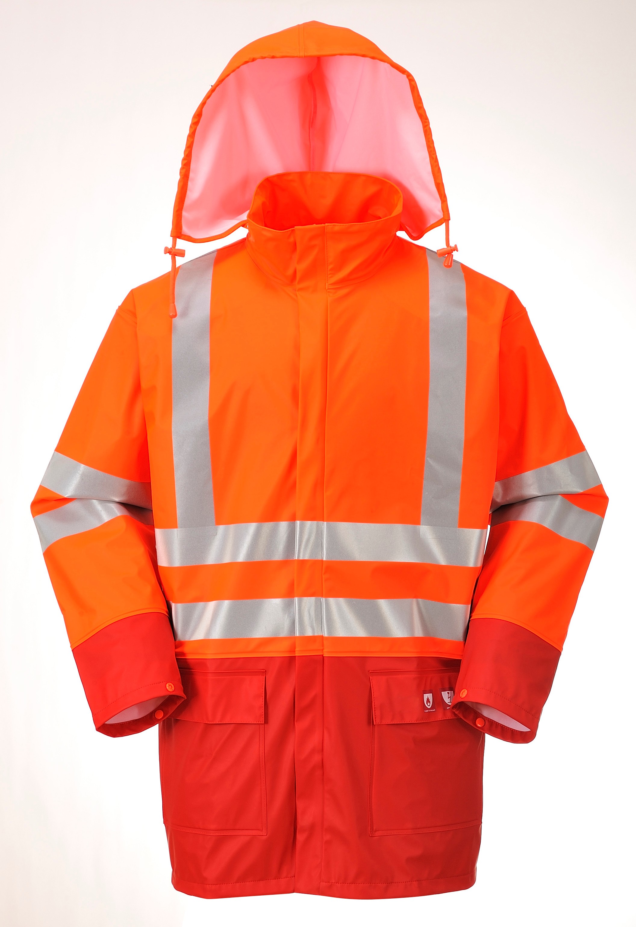 Hi Visbility PU Rain jacket with local reflective stripes