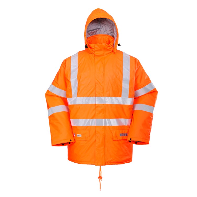 Hi Visbility PU Rain jacket with local reflective stripes