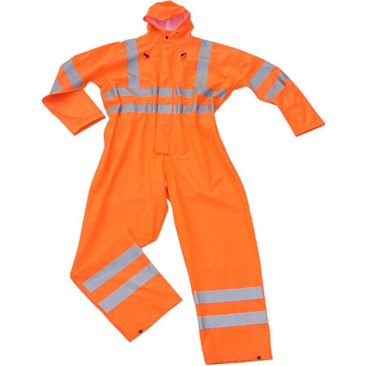 Hi Visbility PU Rainsuit with local reflective stripes